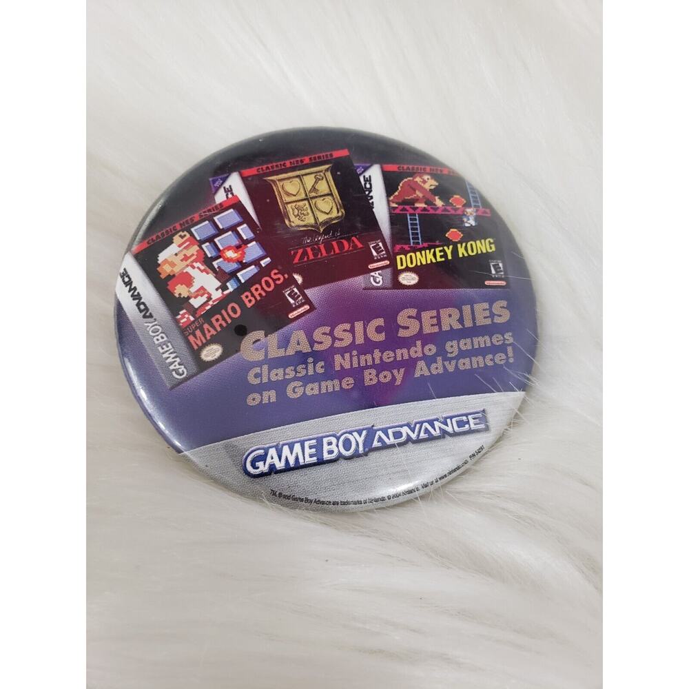 Vtg 2004 Nintendo Promo Pinback Button GBA Classic Series NES Gameboy Advanced
